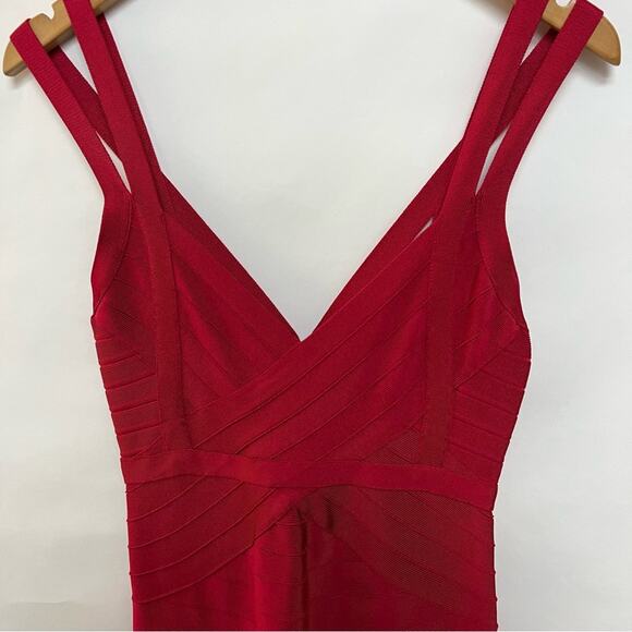 Herve Leger Y2K Jamie Lipstick Red Bandage Dress Fit and Flare Size Large $1250 - Picture 3 of 12